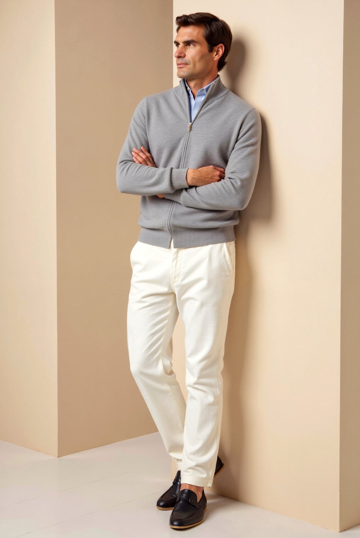 Herr Cardigan Slim-Fit Stilren 2
