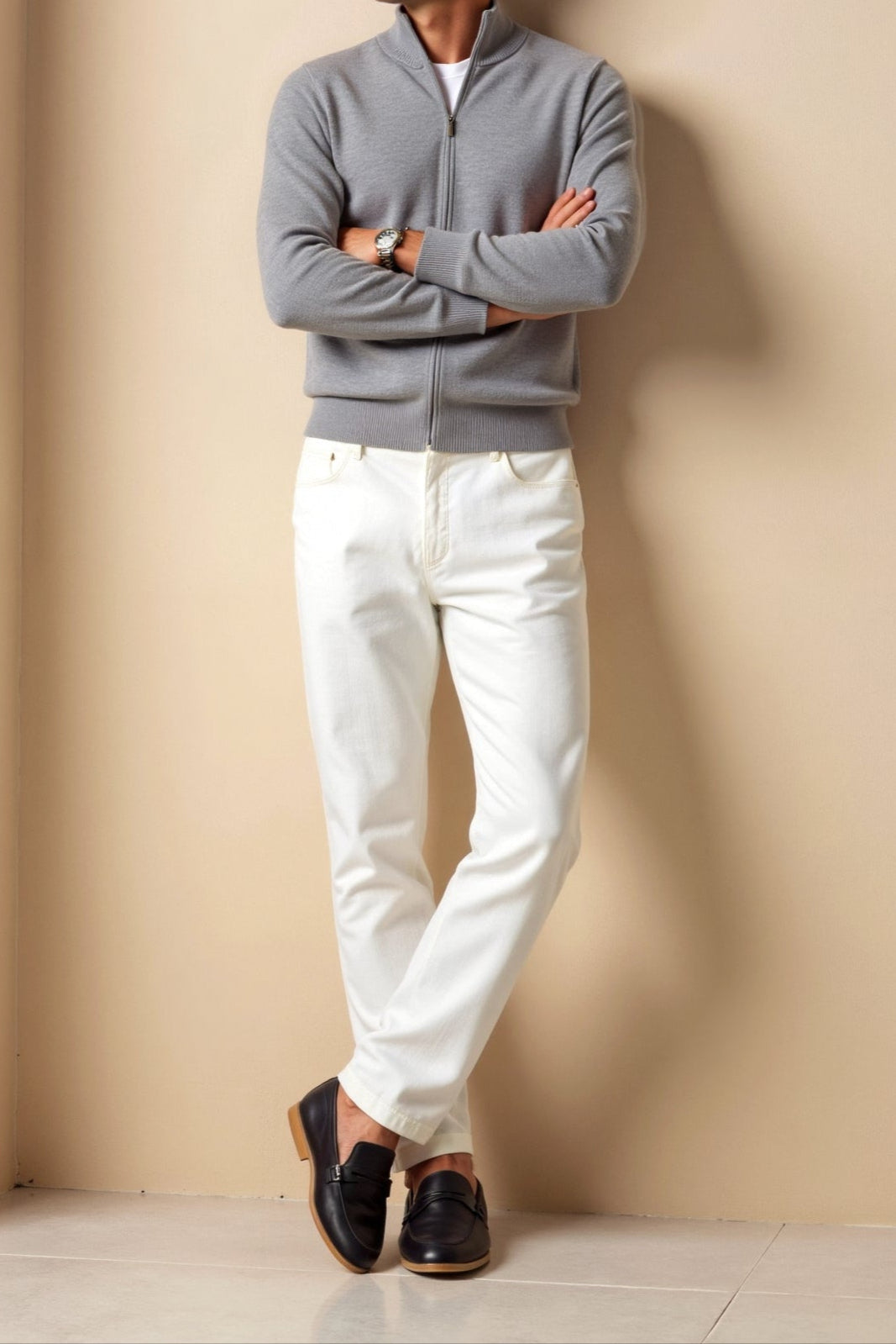 Herr Cardigan Slim-Fit Stilren 3