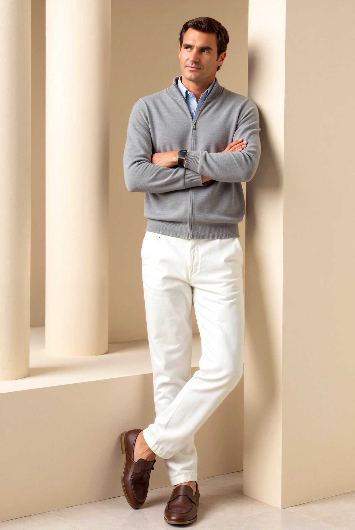 Herr Cardigan Slim-Fit Stilren 4