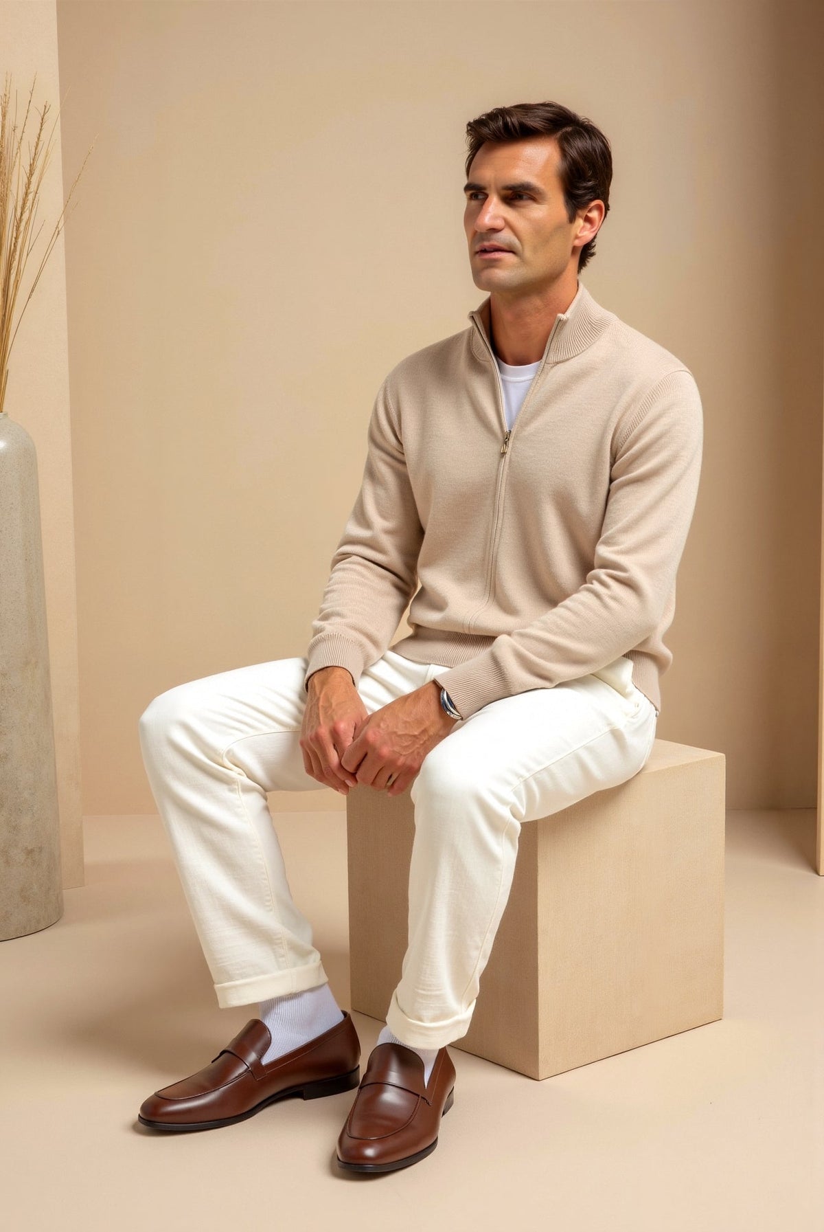 Herr Cardigan Slim-Fit Stilren 5