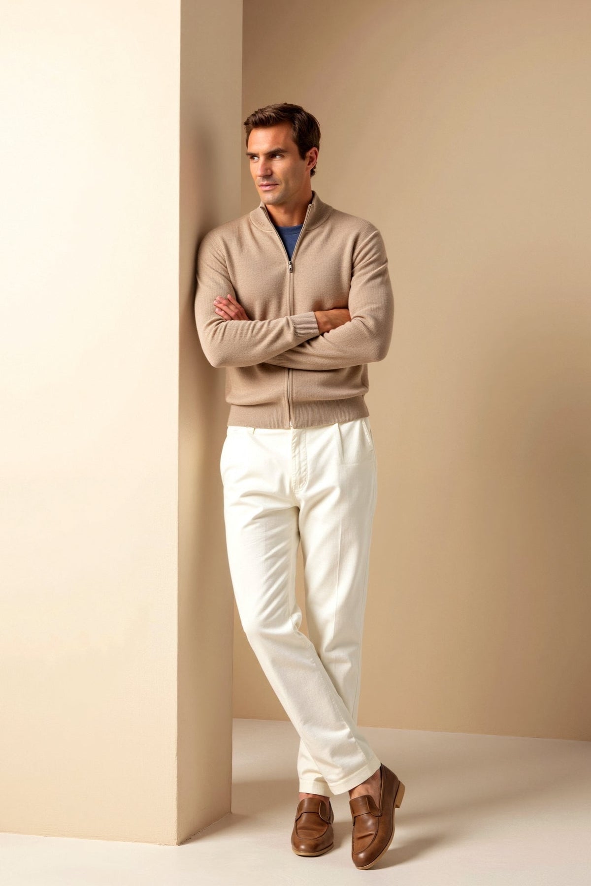 Herr Cardigan Slim-Fit Stilren 8