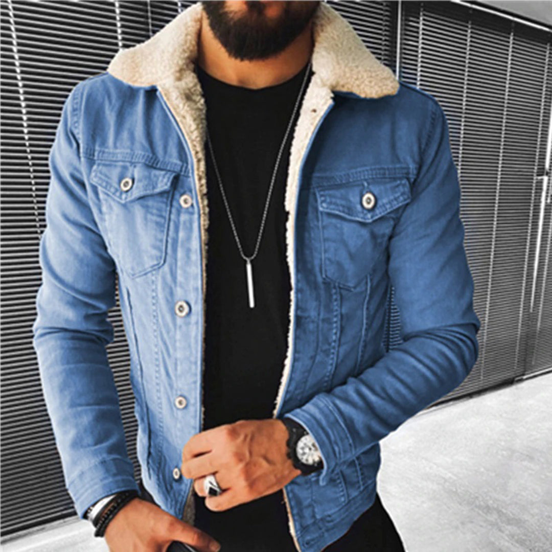 Herr Denimjacka Trendig Design 1