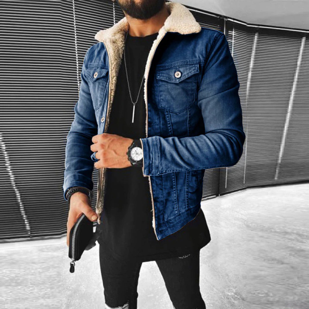 Herr Denimjacka Trendig Design 5