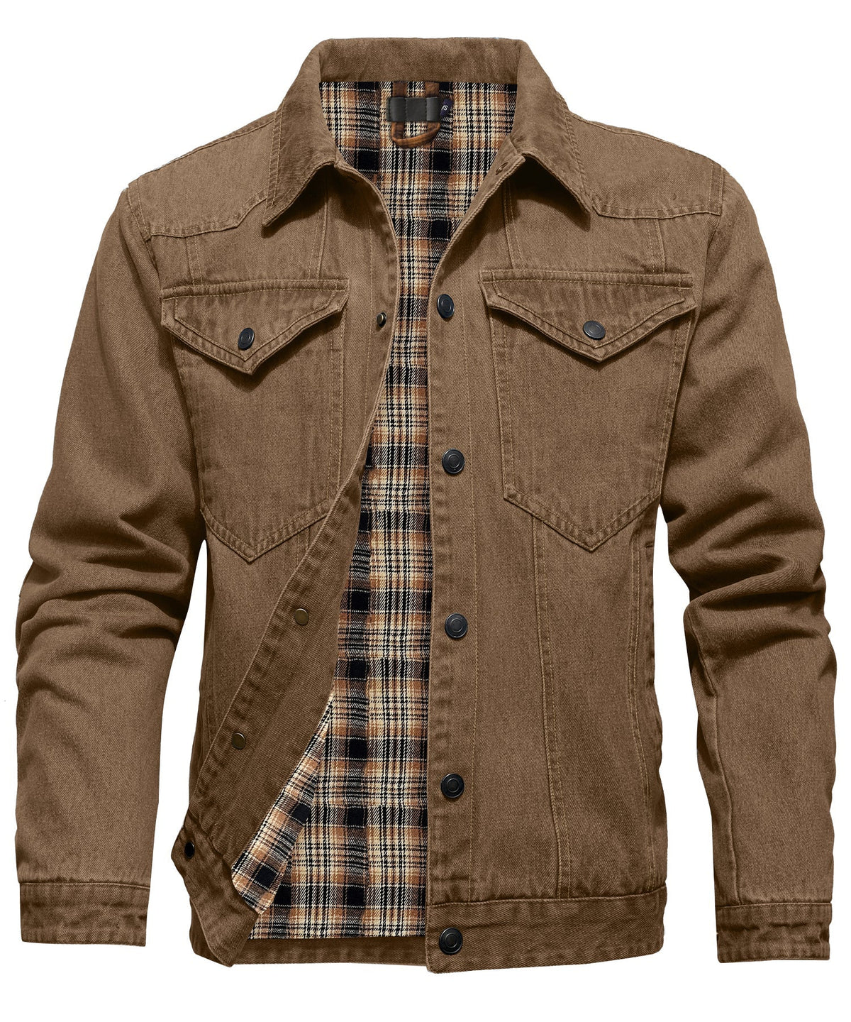 Herr Denimjacka med Flanellfoder och Flera Designalternativ 0
