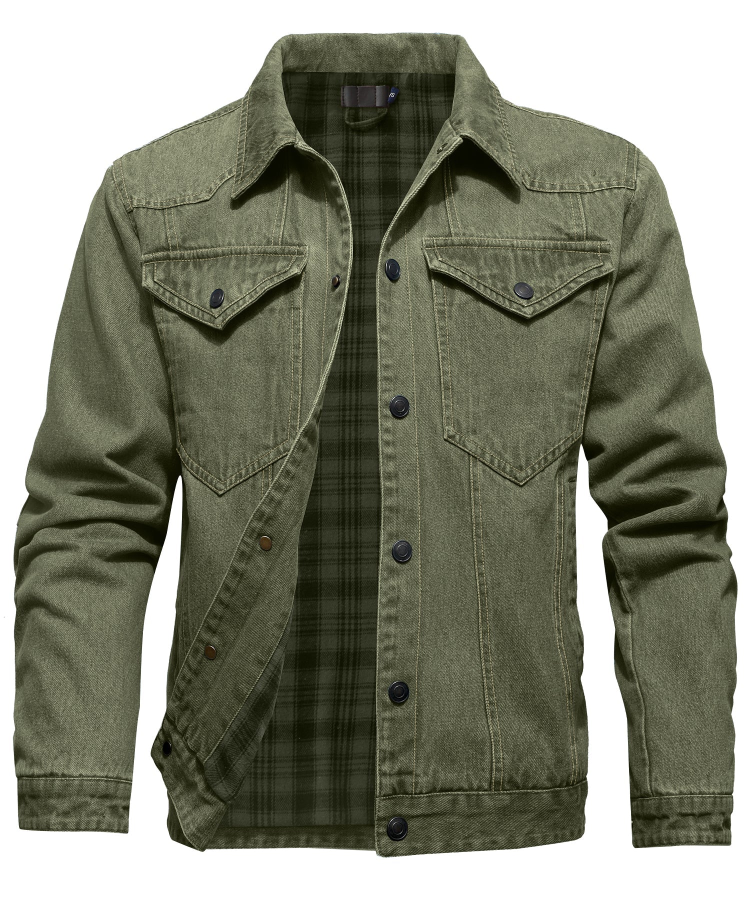 Herr Denimjacka med Flanellfoder och Flera Designalternativ 2