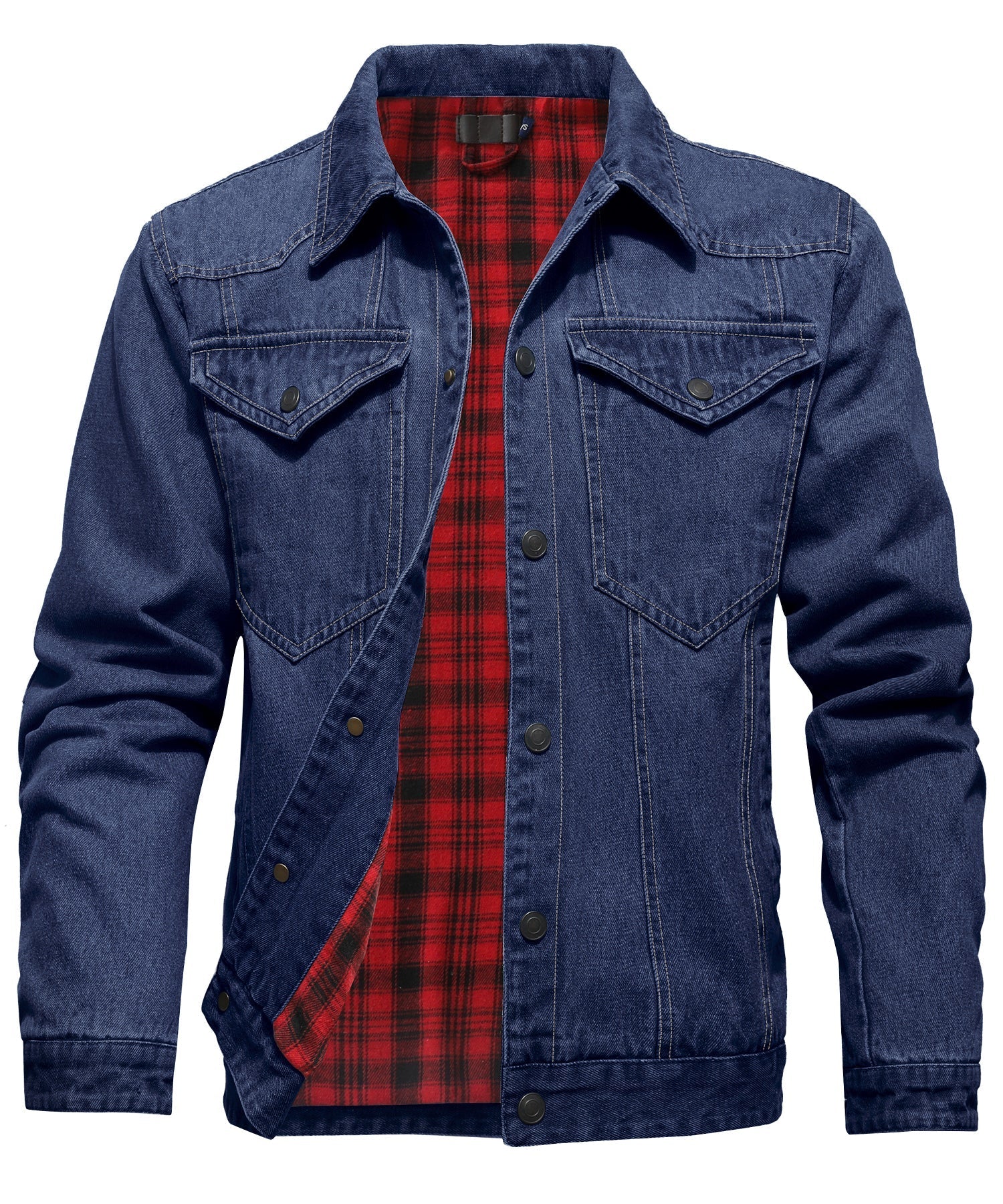 Herr Denimjacka med Flanellfoder och Flera Designalternativ 3