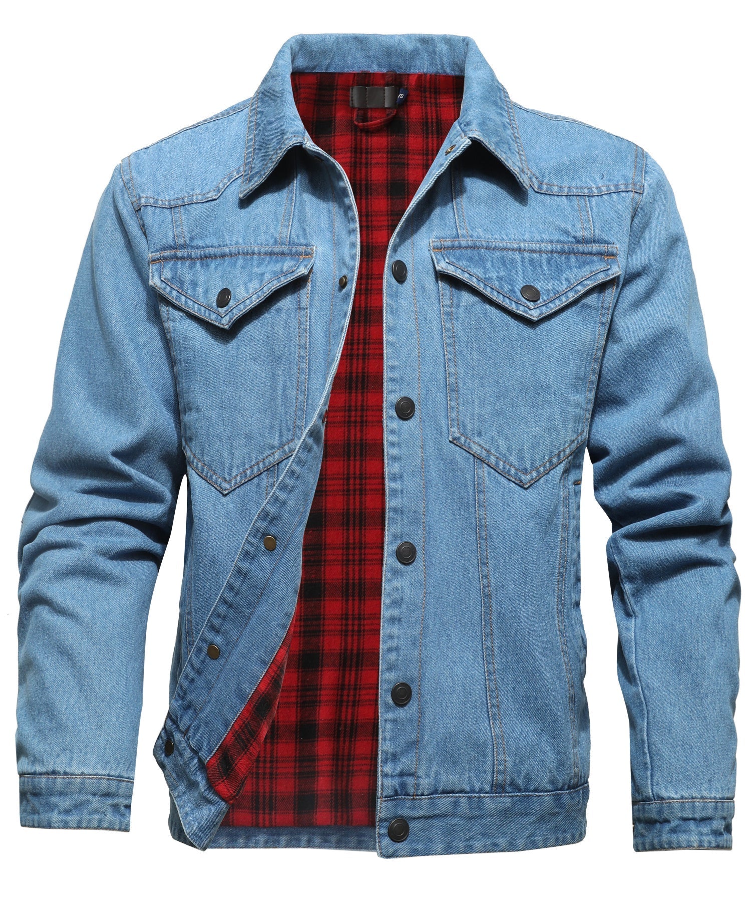 Herr Denimjacka med Flanellfoder och Flera Designalternativ 4