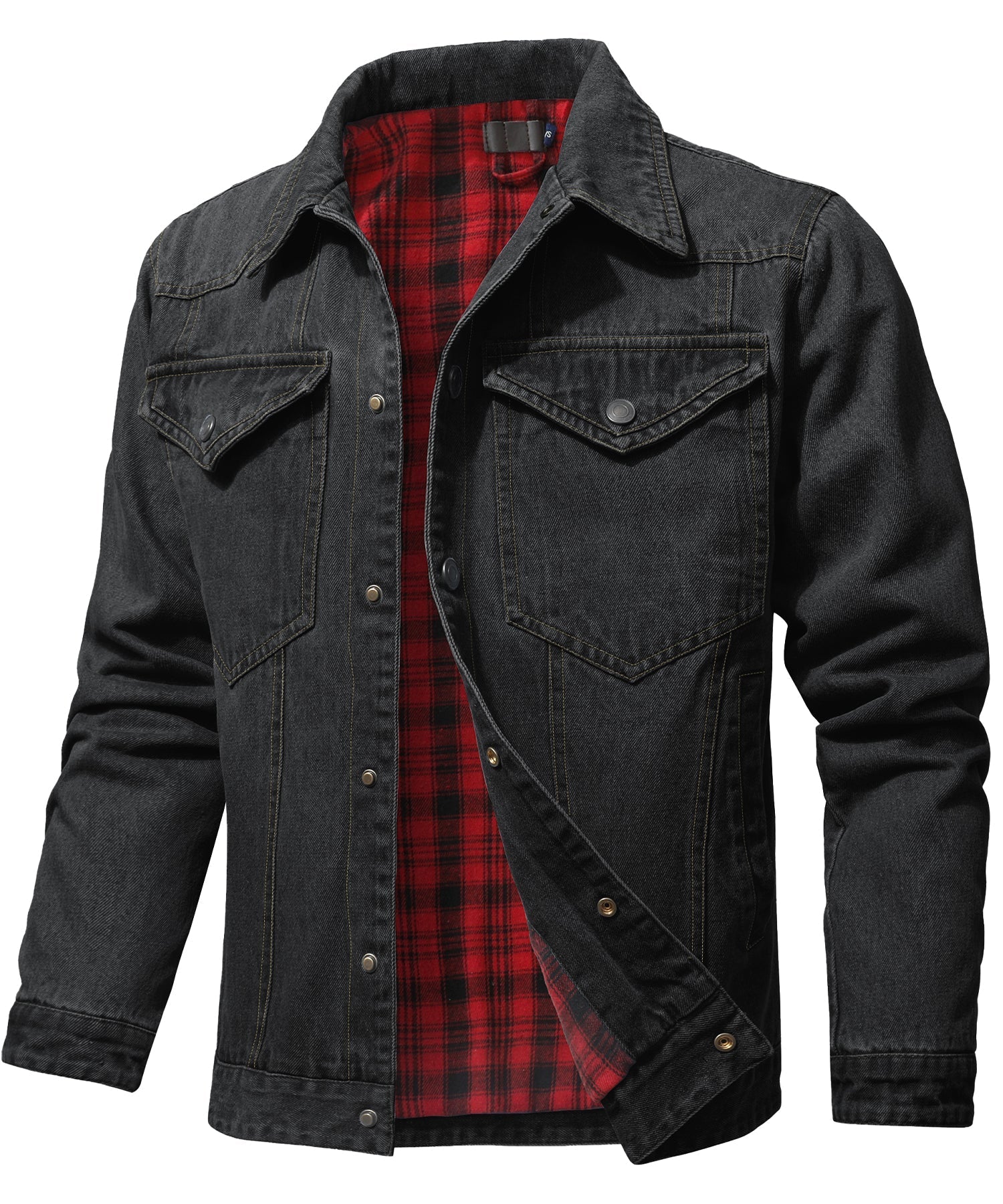Herr Denimjacka med Flanellfoder och Flera Designalternativ 5