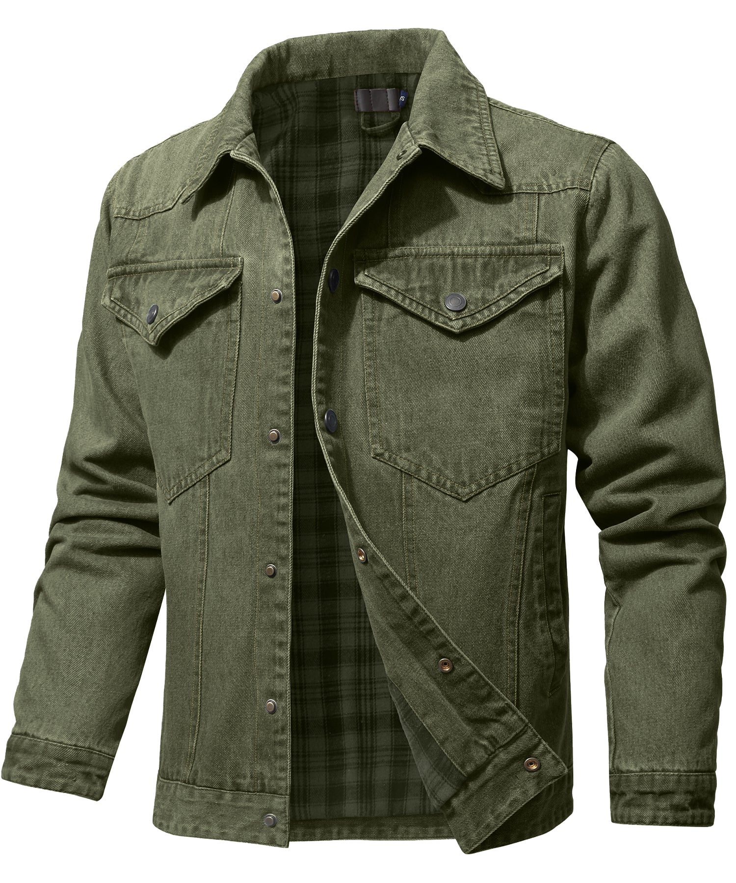 Herr Denimjacka med Flanellfoder och Flera Designalternativ 7