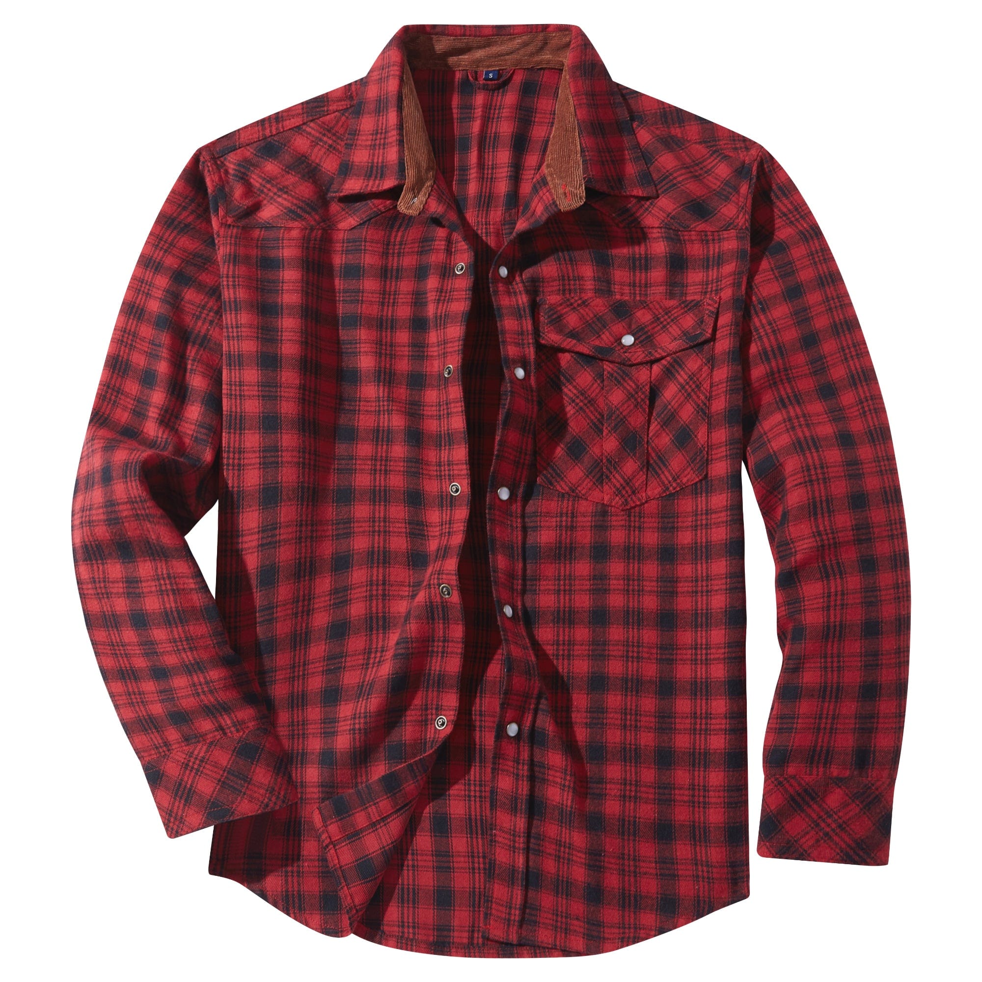 Herr Flanellskjorta Klassisk Design i Bomull-Polyester 1