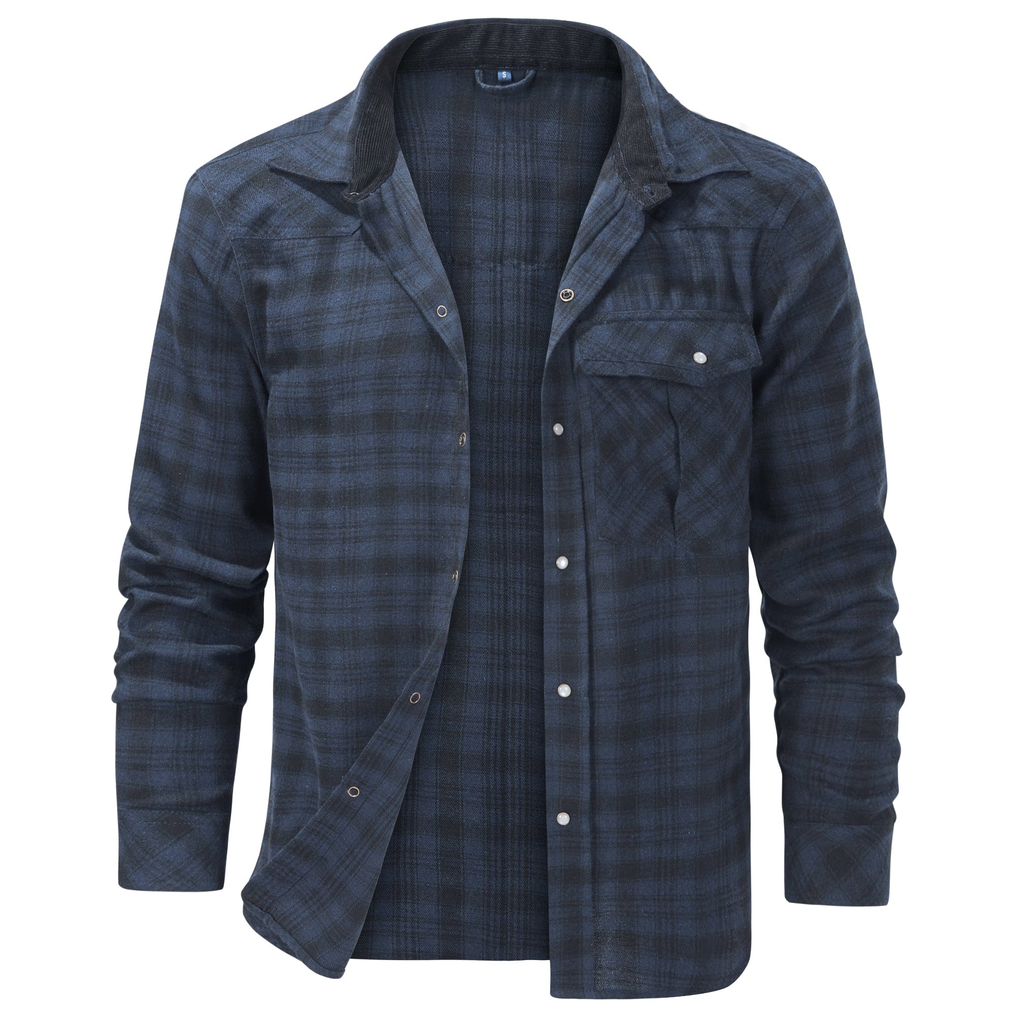 Herr Flanellskjorta Klassisk Design i Bomull-Polyester 6