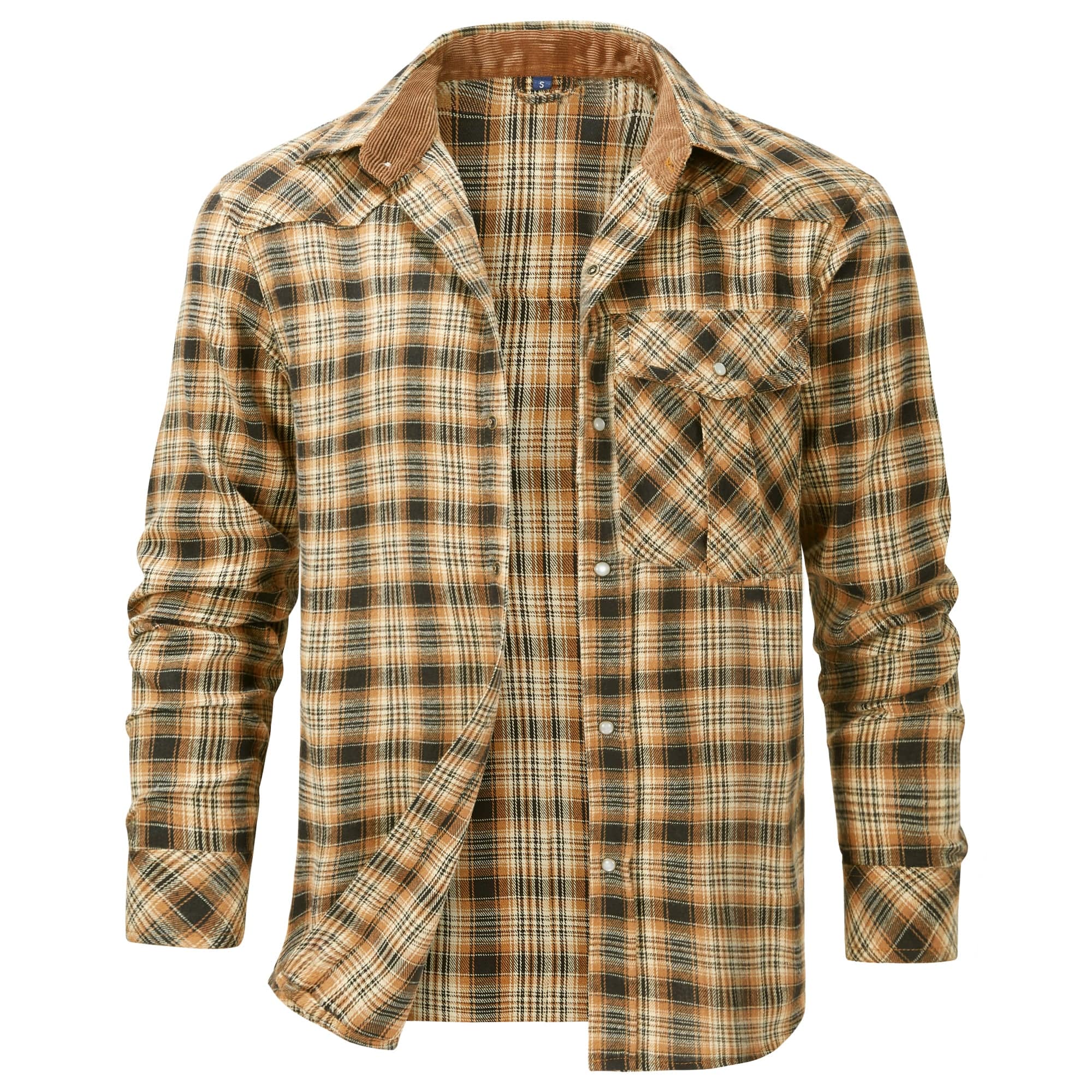 Herr Flanellskjorta Klassisk Design i Bomull-Polyester 7
