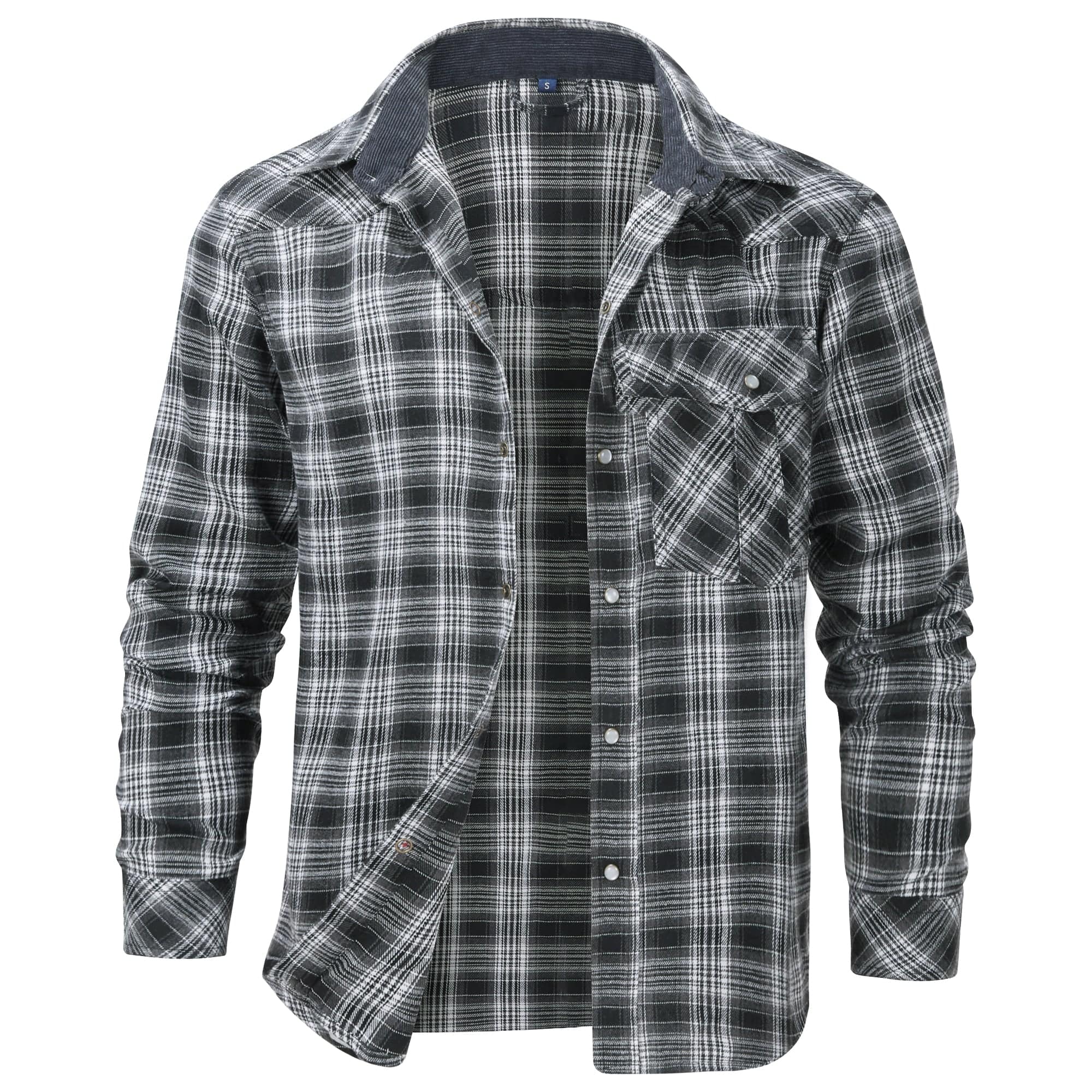 Herr Flanellskjorta Klassisk Design i Bomull-Polyester 8
