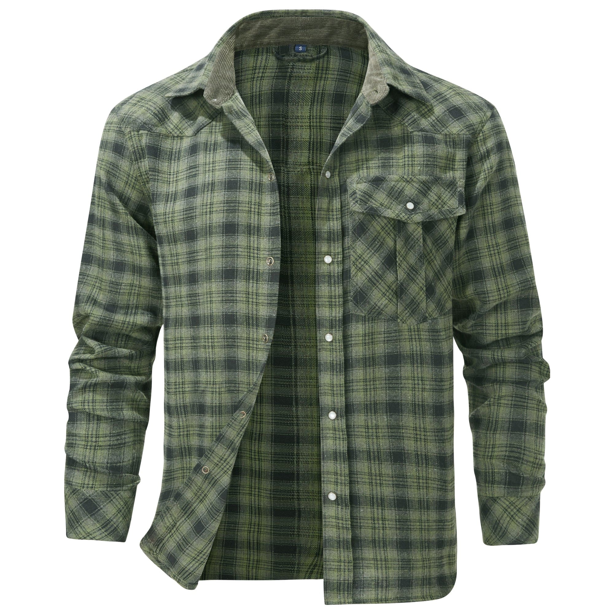 Herr Flanellskjorta Klassisk Design i Bomull-Polyester 9