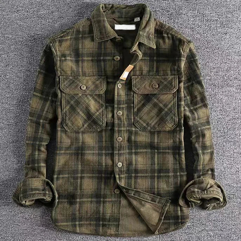 Herr Flanellskjorta Rutig Casual Stil 1
