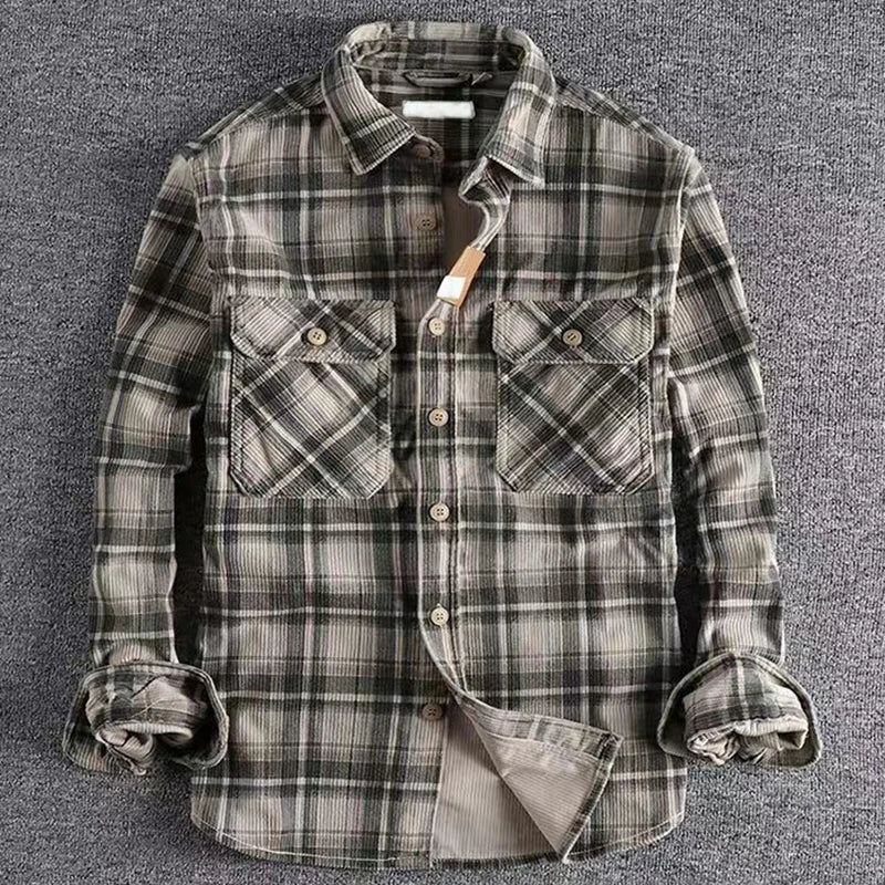 Herr Flanellskjorta Rutig Casual Stil 2