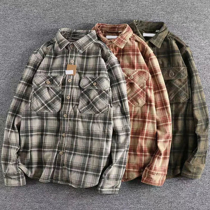 Herr Flanellskjorta Rutig Casual Stil 4