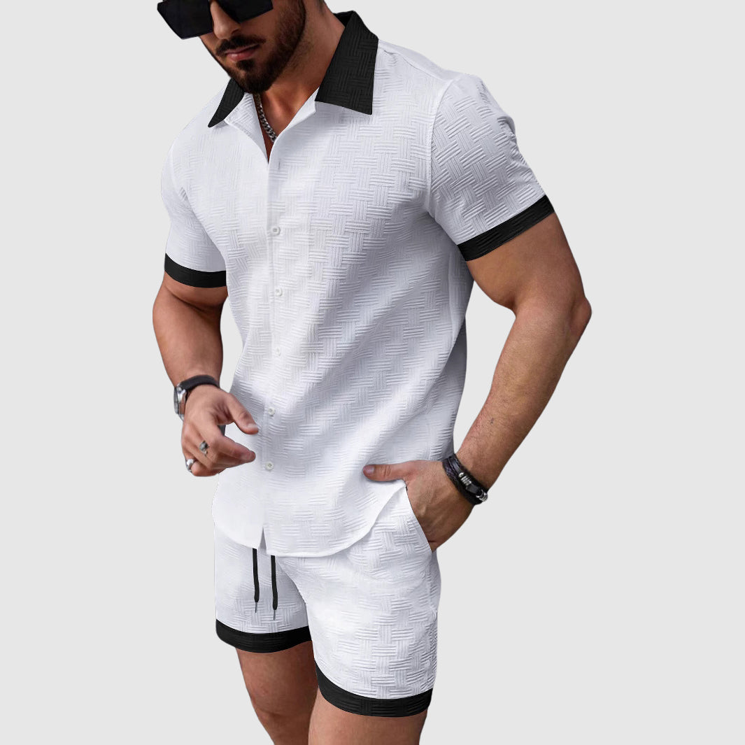 Herr Fritidsset Kortärmad Skjorta och Shorts 1
