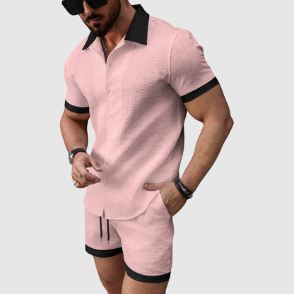 Herr Fritidsset Kortärmad Skjorta och Shorts 4