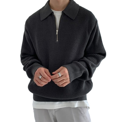 Herr Halv Zip Tröja i Modern Stil 0