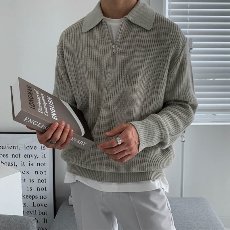 Herr Halv Zip Tröja i Modern Stil 1