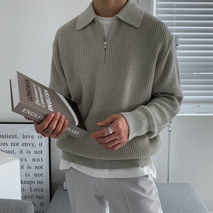 Herr Halv Zip Tröja i Modern Stil 1
