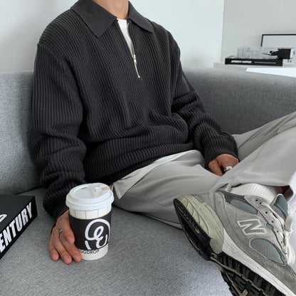 Herr Halv Zip Tröja i Modern Stil 3