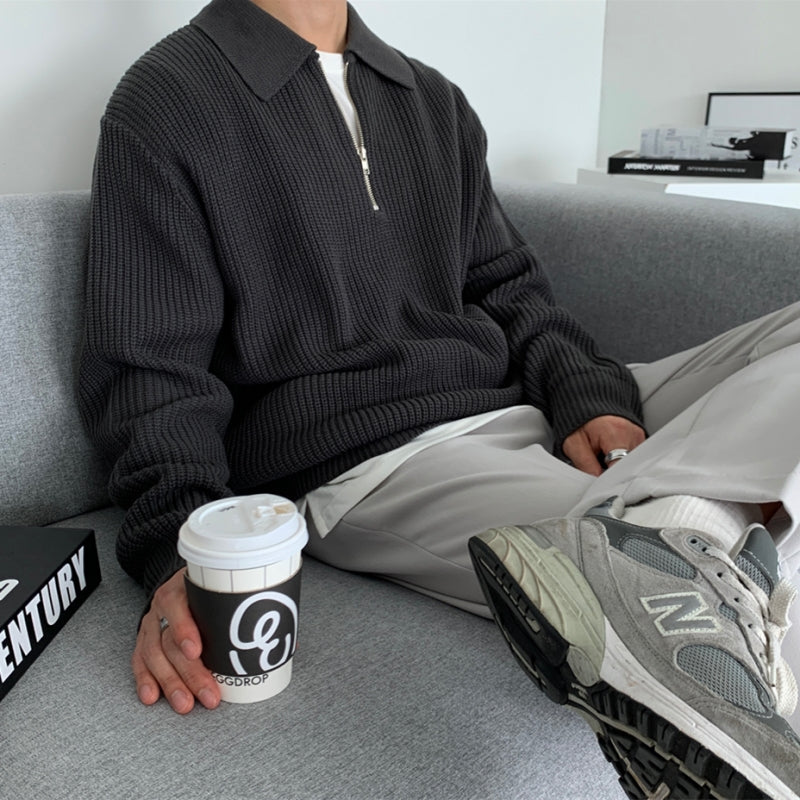 Herr Halv Zip Tröja i Modern Stil 3