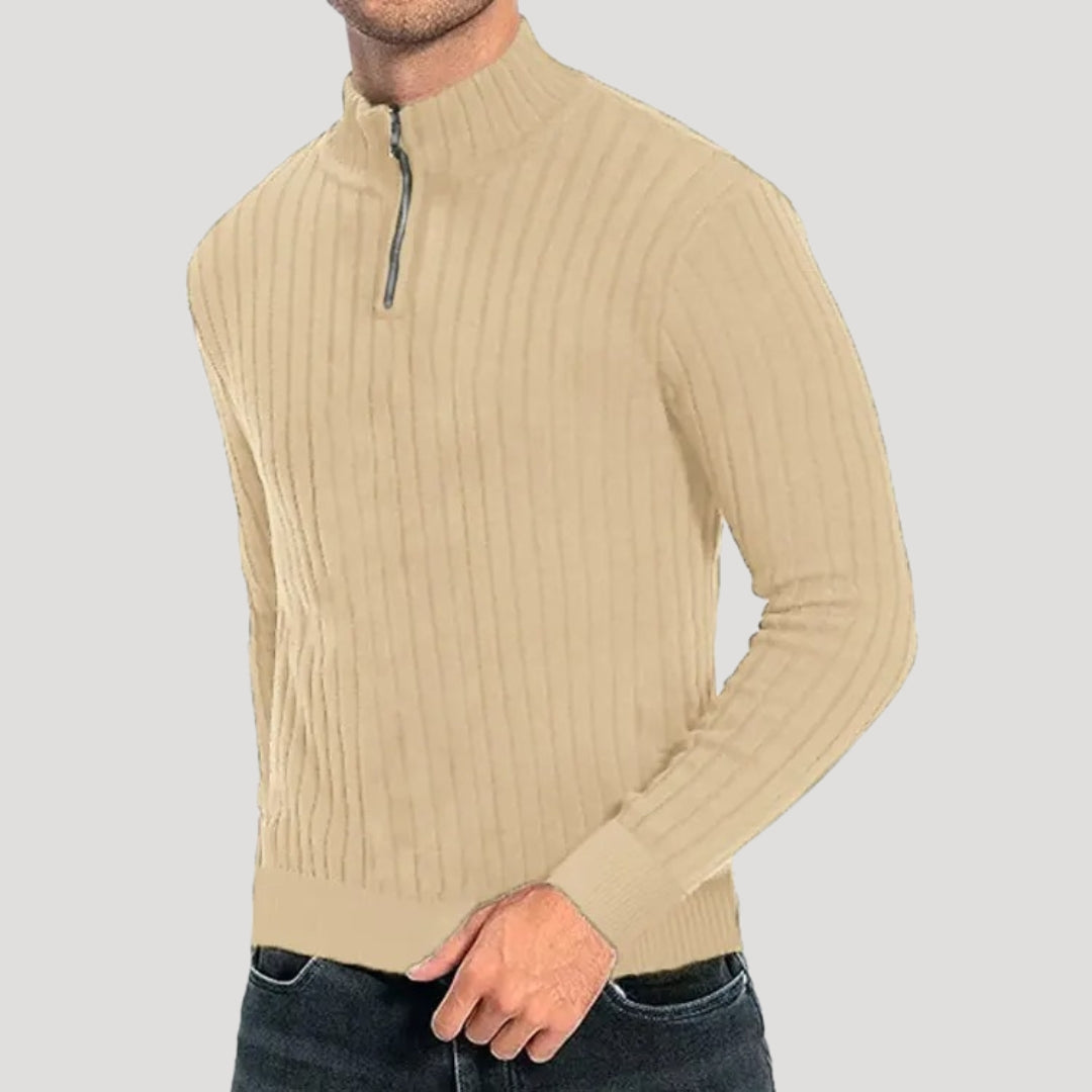 Herr Halvdraget Jumper med Ribbad Textur 2