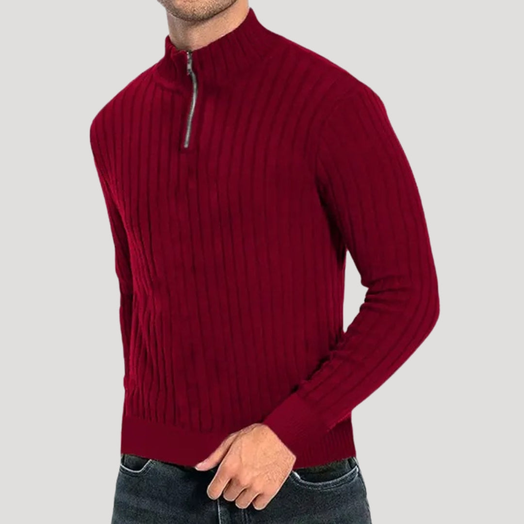 Herr Halvdraget Jumper med Ribbad Textur 3