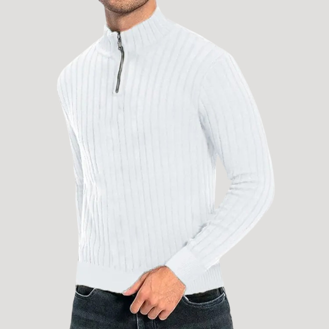 Herr Halvdraget Jumper med Ribbad Textur 4