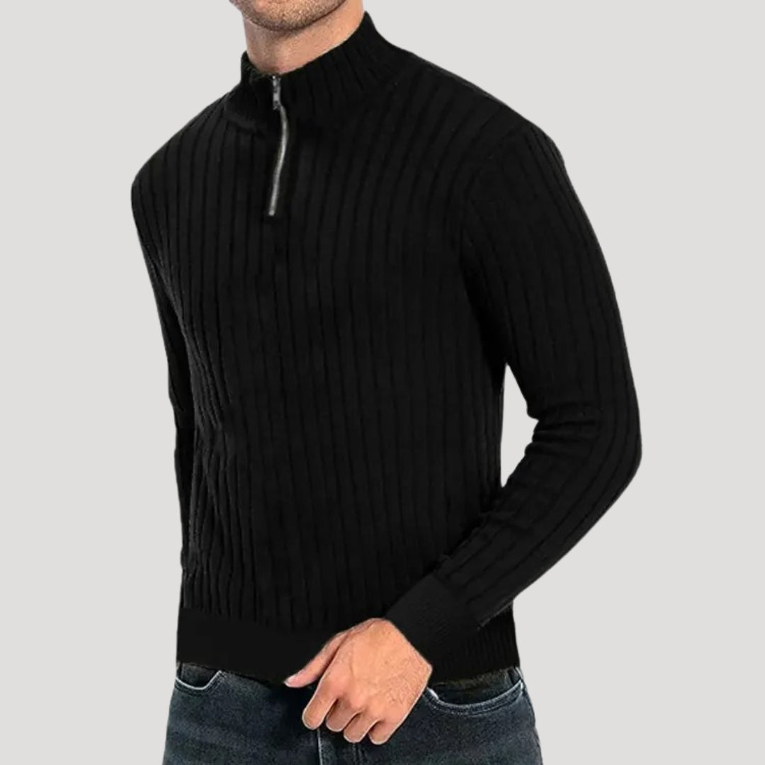 Herr Halvdraget Jumper med Ribbad Textur 5