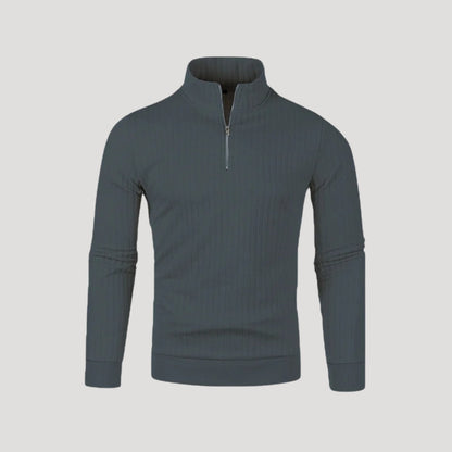Herr Halvdraget Jumper med Ribbad Textur 6