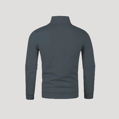 Herr Halvdraget Jumper med Ribbad Textur 7