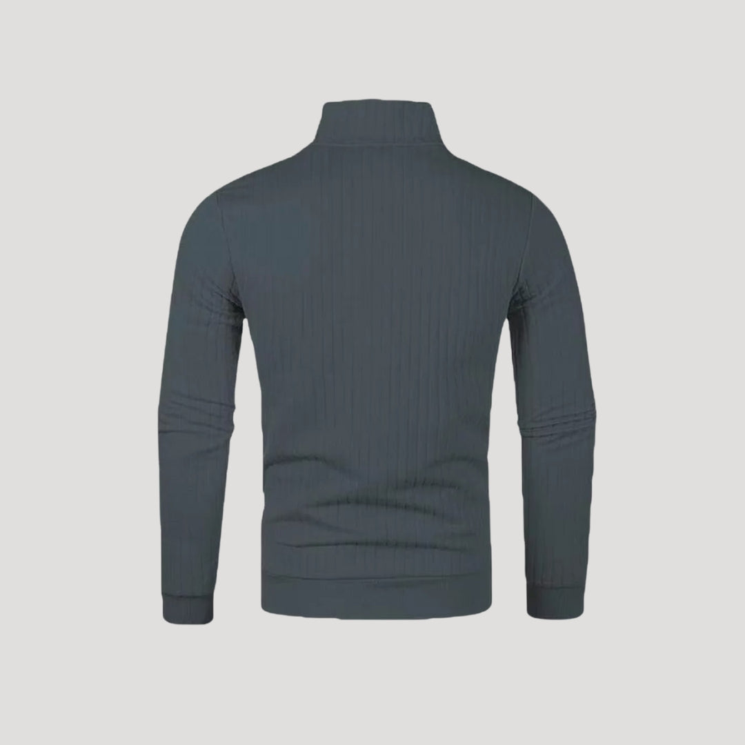 Herr Halvdraget Jumper med Ribbad Textur 7