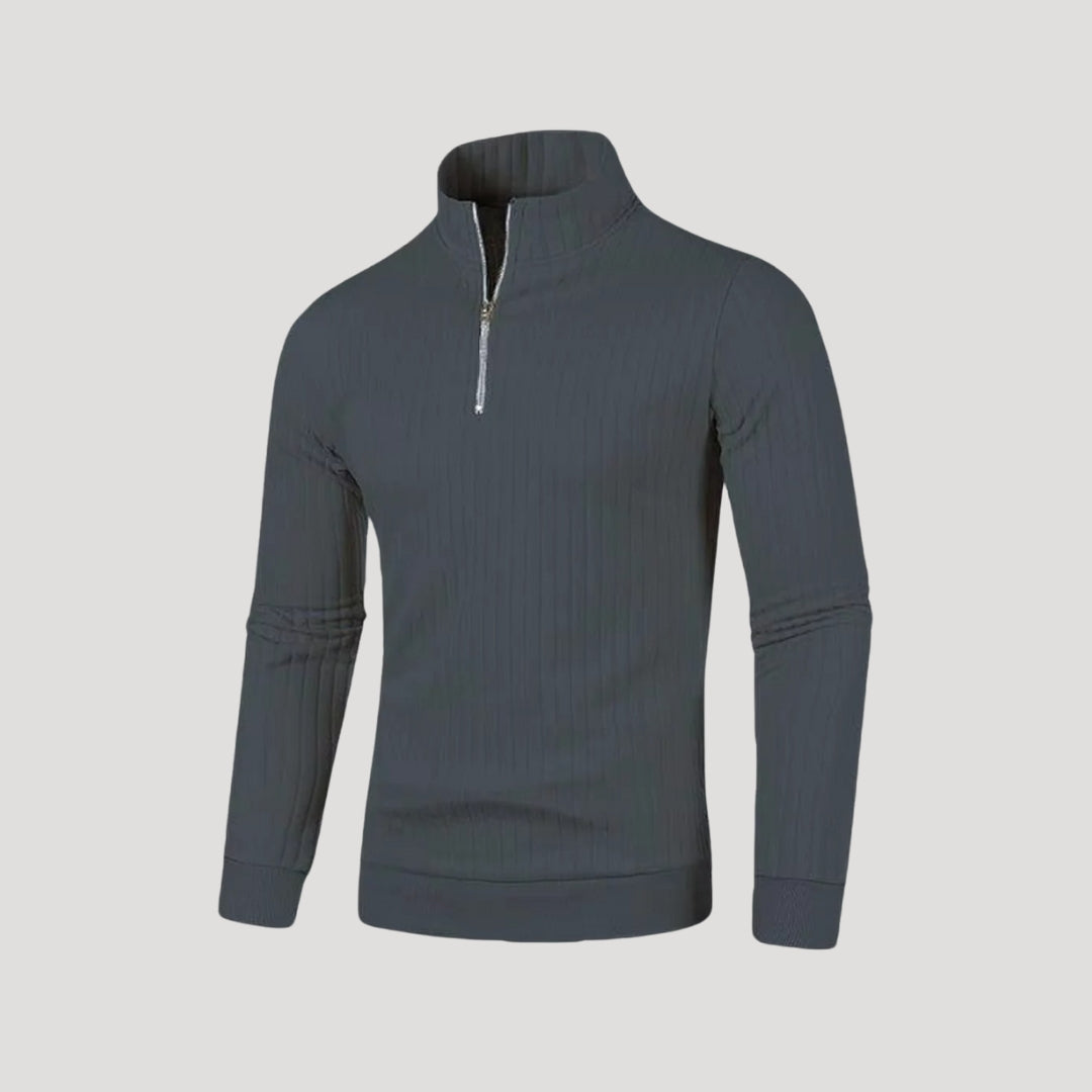 Herr Halvdraget Jumper med Ribbad Textur 8