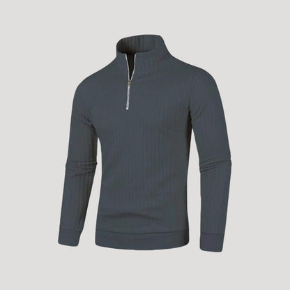 Herr Halvdraget Jumper med Ribbad Textur 8