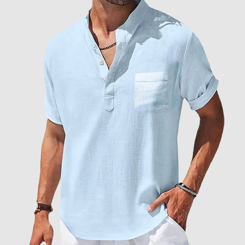 Herr Henley Skjorta Klassisk Stil 1