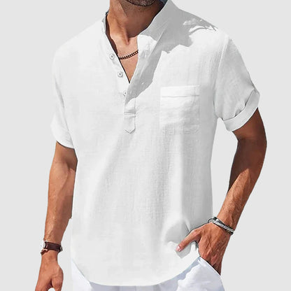 Herr Henley Skjorta Klassisk Stil 2