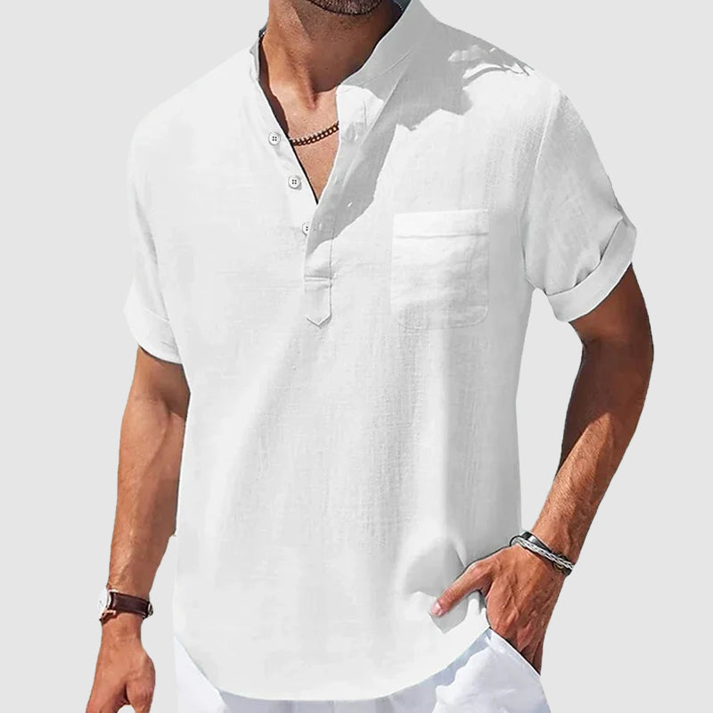 Herr Henley Skjorta Klassisk Stil 2