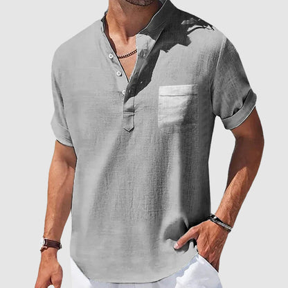 Herr Henley Skjorta Klassisk Stil 3