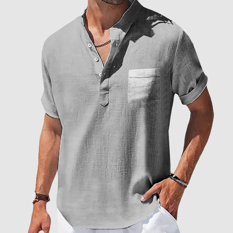 Herr Henley Skjorta Klassisk Stil 3