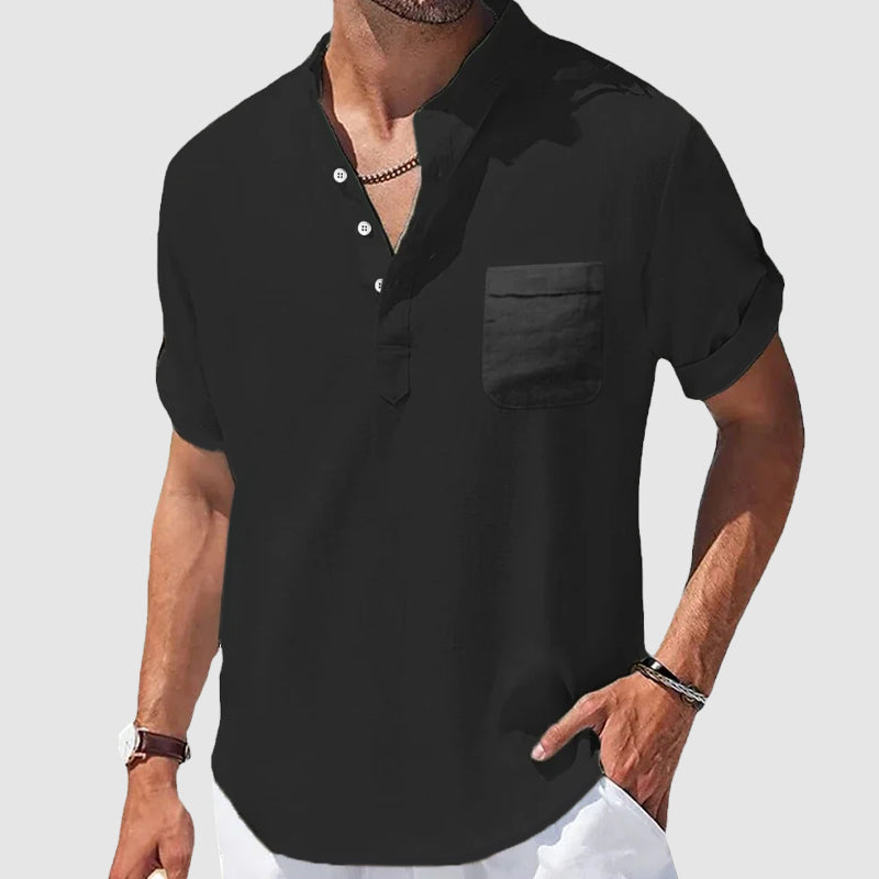 Herr Henley Skjorta Klassisk Stil 4
