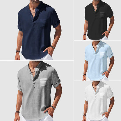 Herr Henley Skjorta Klassisk Stil 5