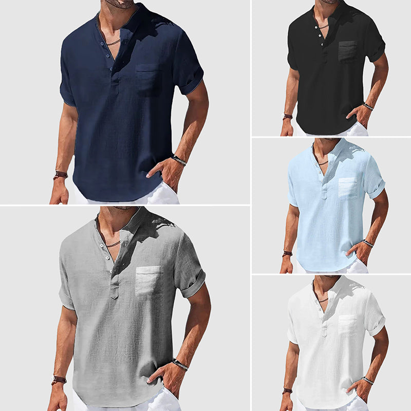 Herr Henley Skjorta Klassisk Stil 5