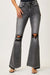 Herr Jeans Faded Flair Hög Midja Denim Svarta 1