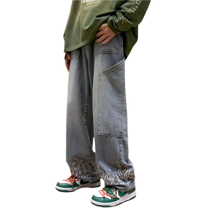 Herr Jeans med Unik Elddesign i Mjuk Denim 3