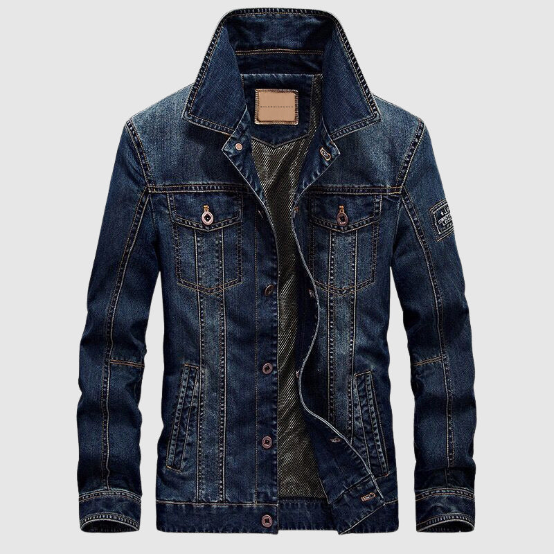 Herr Jeansjacka Modern Stil 1