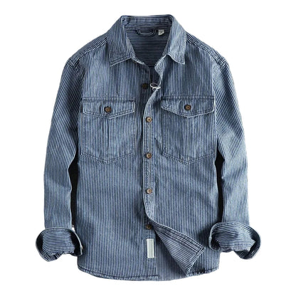 Herr Jeansskjorta Vintage Stil 0