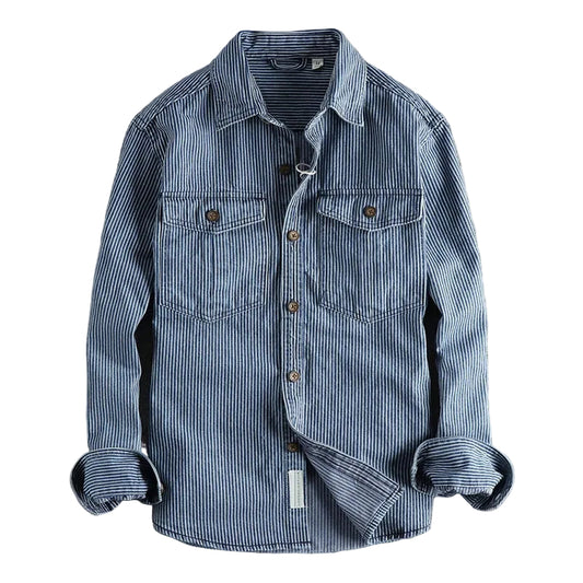 Herr Jeansskjorta Vintage Stil 0